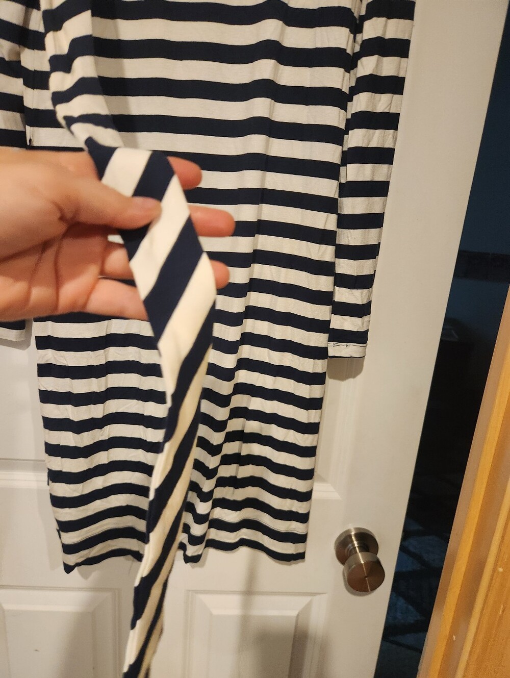 Banana Republic Navy and White Striped Long-Sleeve Dress, Size Small - Picture 4 of 4